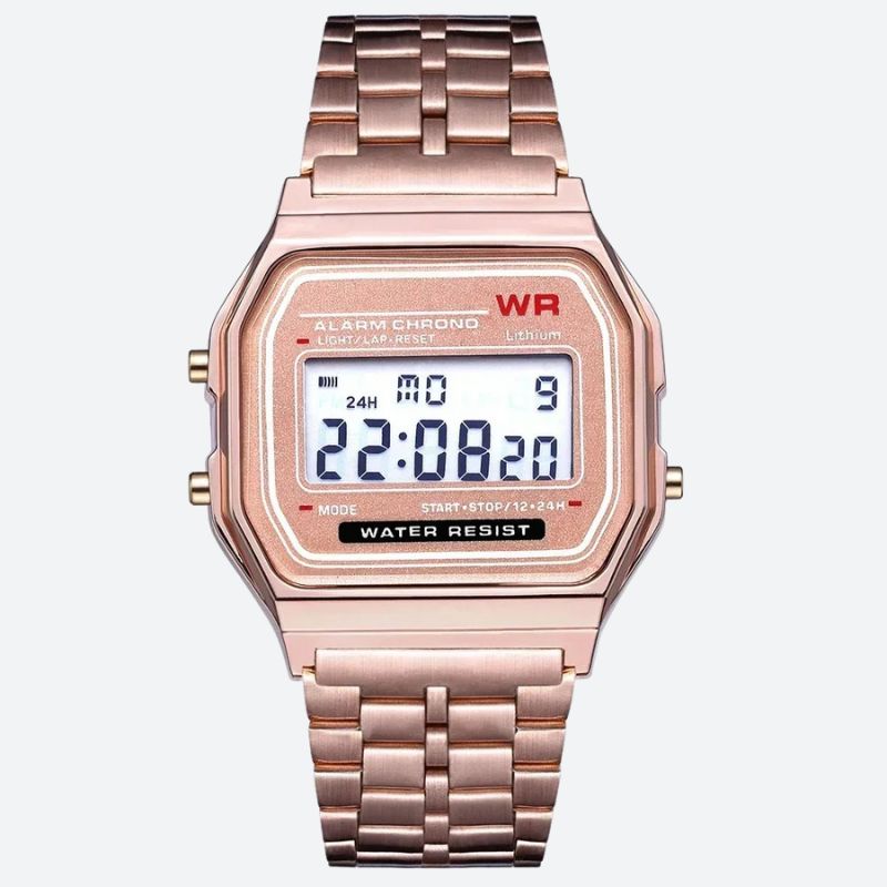 Montre Digitale Femme au Bracelet Métal Finition Brillante