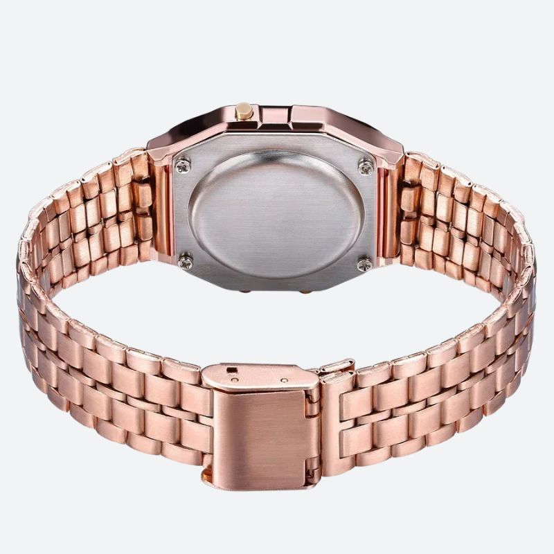 Montre Digitale Femme au Bracelet Métal Finition Brillante