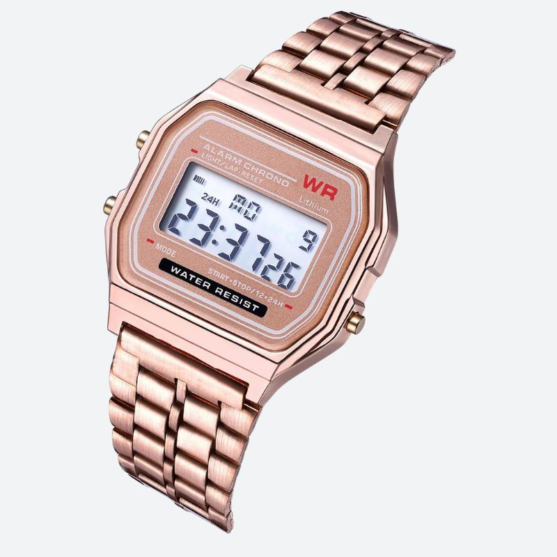 Montre Digitale Femme au Bracelet Métal Finition Brillante