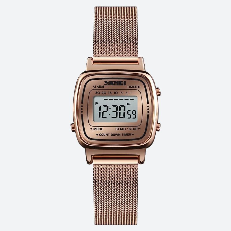 Montre Digitale Femme au Cadran Carré Métallisé