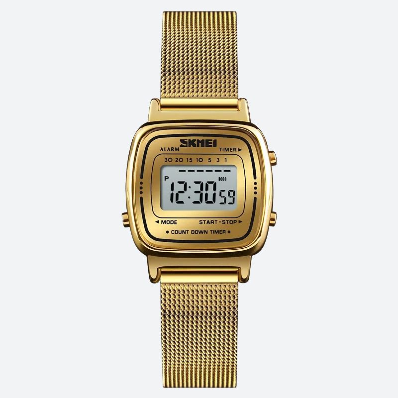 Montre Digitale Femme au Cadran Carré Métallisé