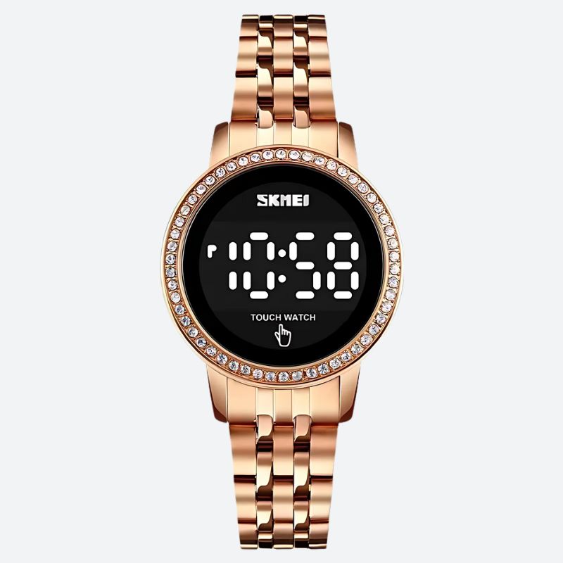 Montre Digitale Femme au Style Rétro-Chic Métallisé