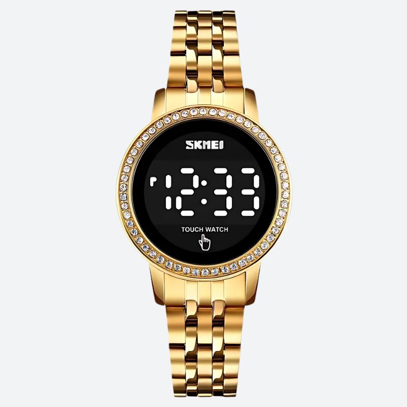Montre Digitale Femme au Style Rétro-Chic Métallisé