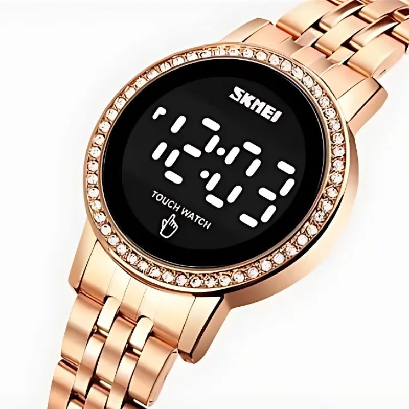 Montre Digitale Femme au Style Rétro-Chic Métallisé