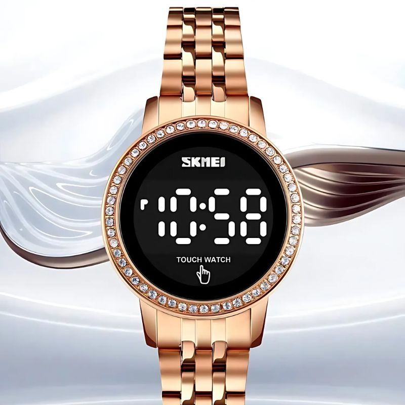 Montre Digitale Femme au Style Rétro-Chic Métallisé