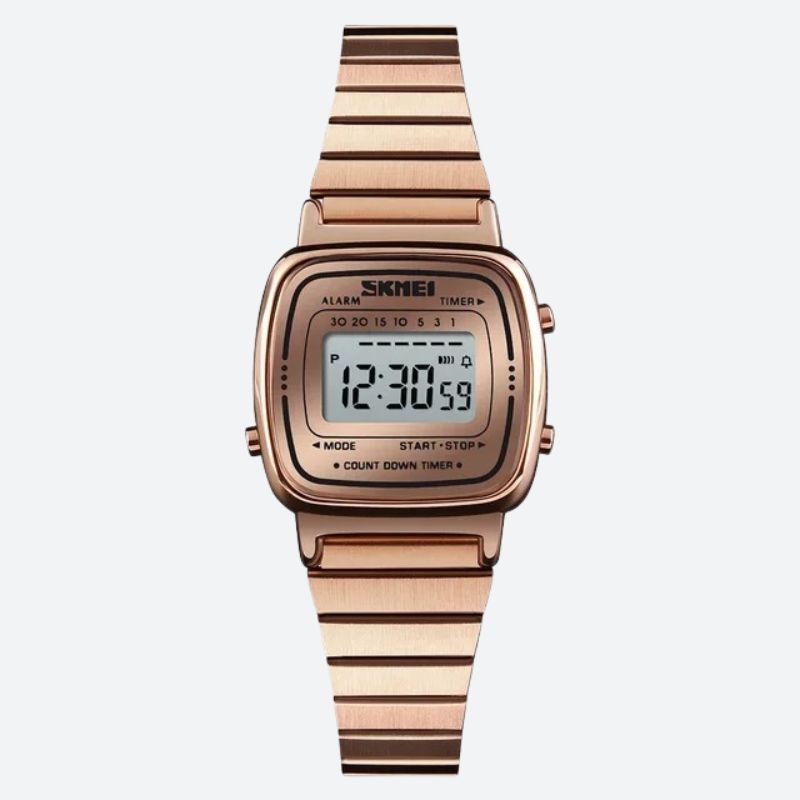 Montre Digitale Femme Design Or Rose et Lecture Instantanée