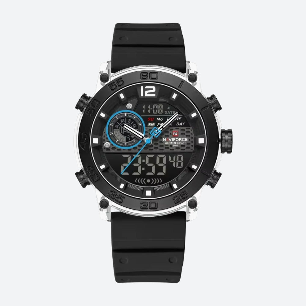 Montre Digitale pour Homme, Double Affichage, Chronographe
