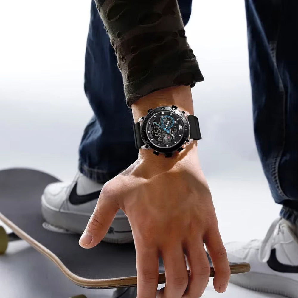 Montre Digitale pour Homme, Double Affichage, Chronographe