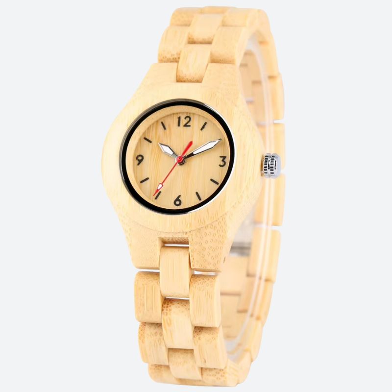 Montre en Bois Femme Bambou Naturel Minimaliste