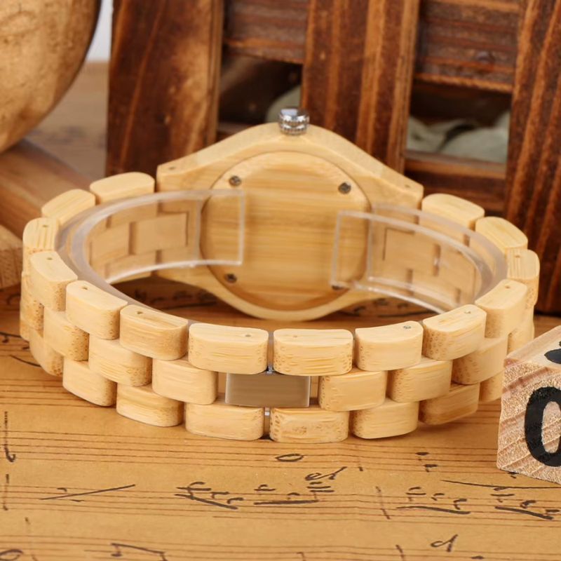 Montre en Bois Femme Bambou Naturel Minimaliste