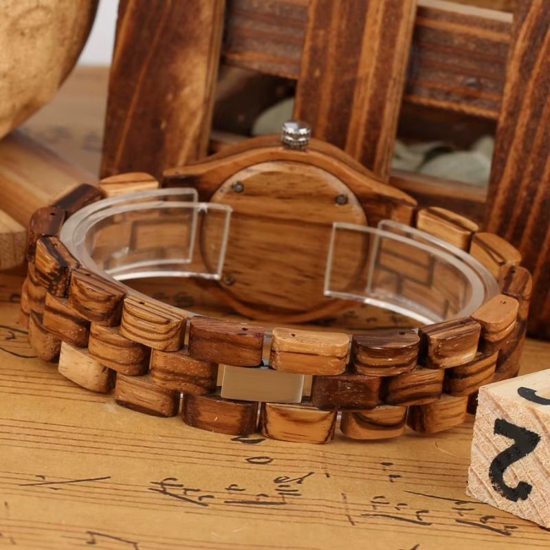 Montre en Bois Femme Bambou Naturel Minimaliste