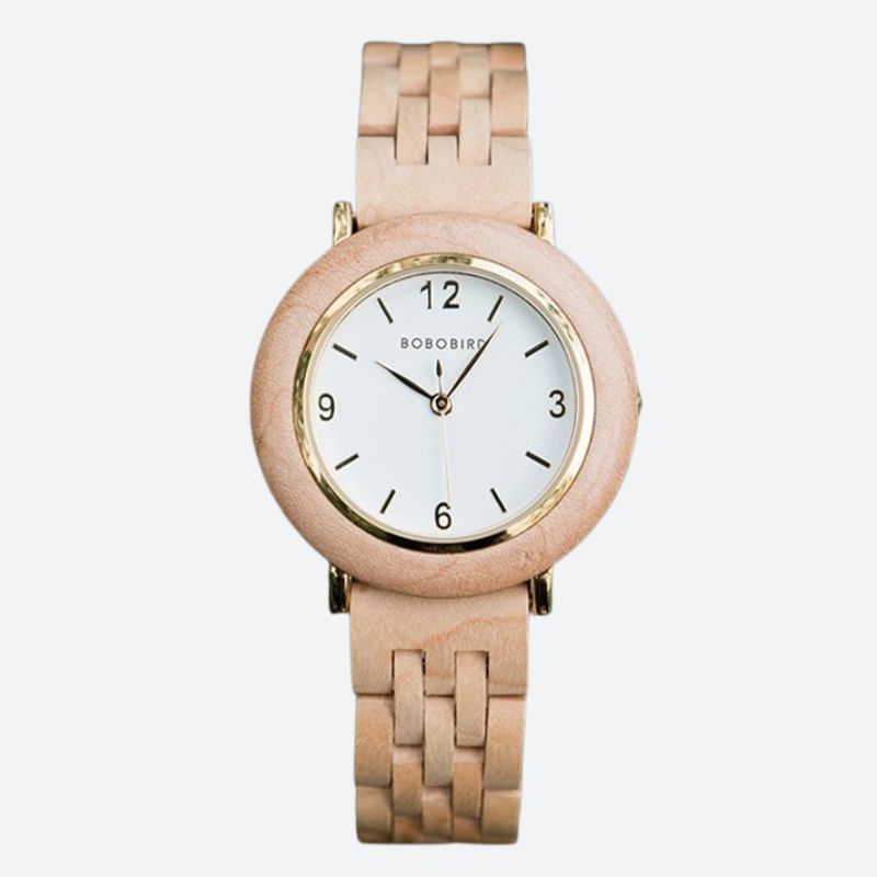 Montre en Bois Femme Cadran Épuré Coloris Naturels