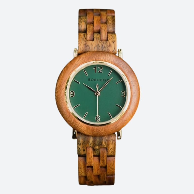Montre en Bois Femme Cadran Épuré Coloris Naturels