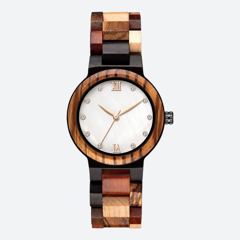 Montre en Bois Femme Patchwork de Bois Chic