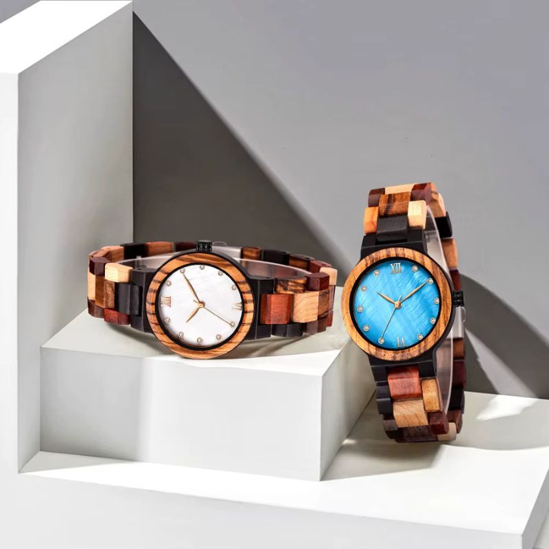 Montre en Bois Femme Patchwork de Bois Chic