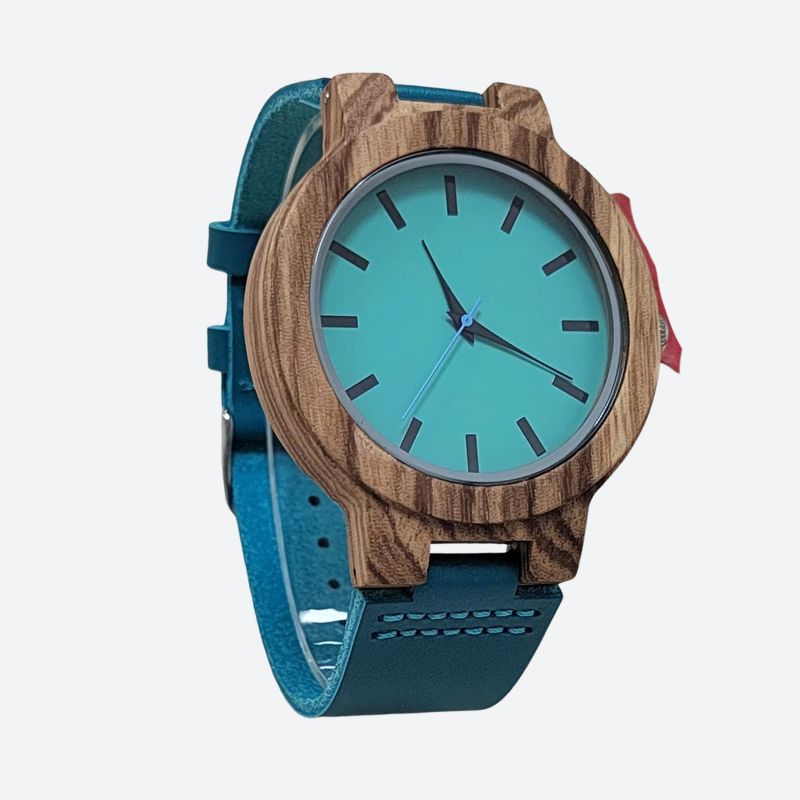 Montre en Bois Femme Quartz Boîtier Bois Bracelet Cuir