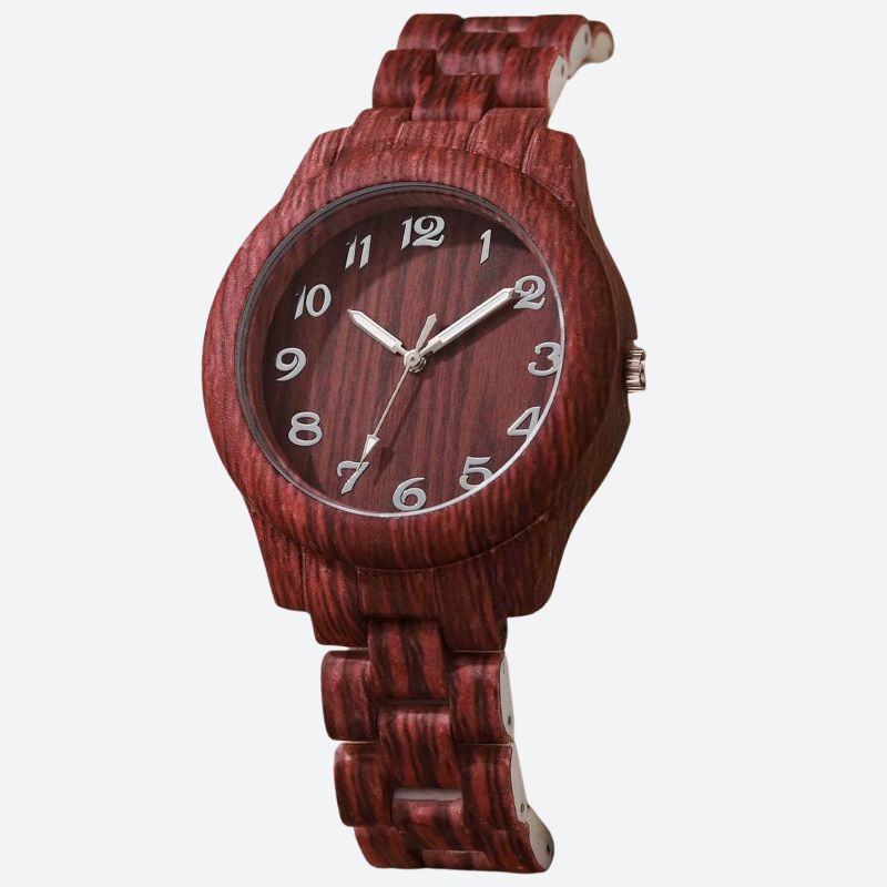 Montre en Bois Femme Quartz Texturé Décontractée