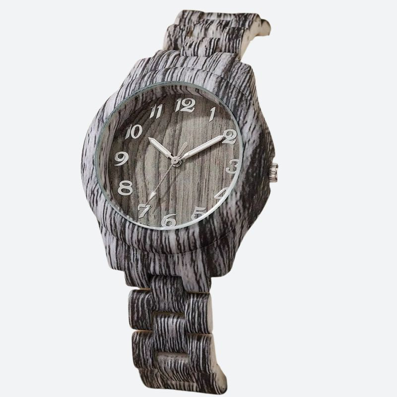 Montre en Bois Femme Quartz Texturé Décontractée