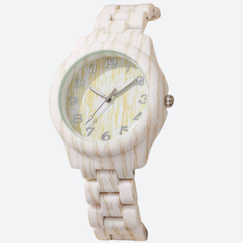 Montre en Bois Femme Quartz Texturé Décontractée