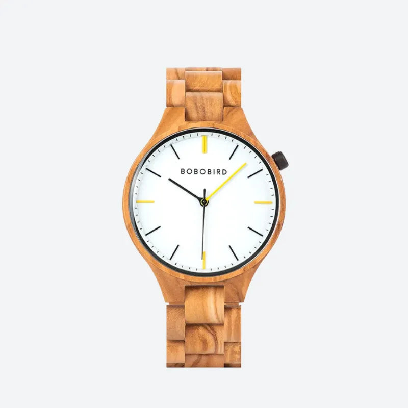 Montre en Bois Homme Quartz Design Épuré Léger