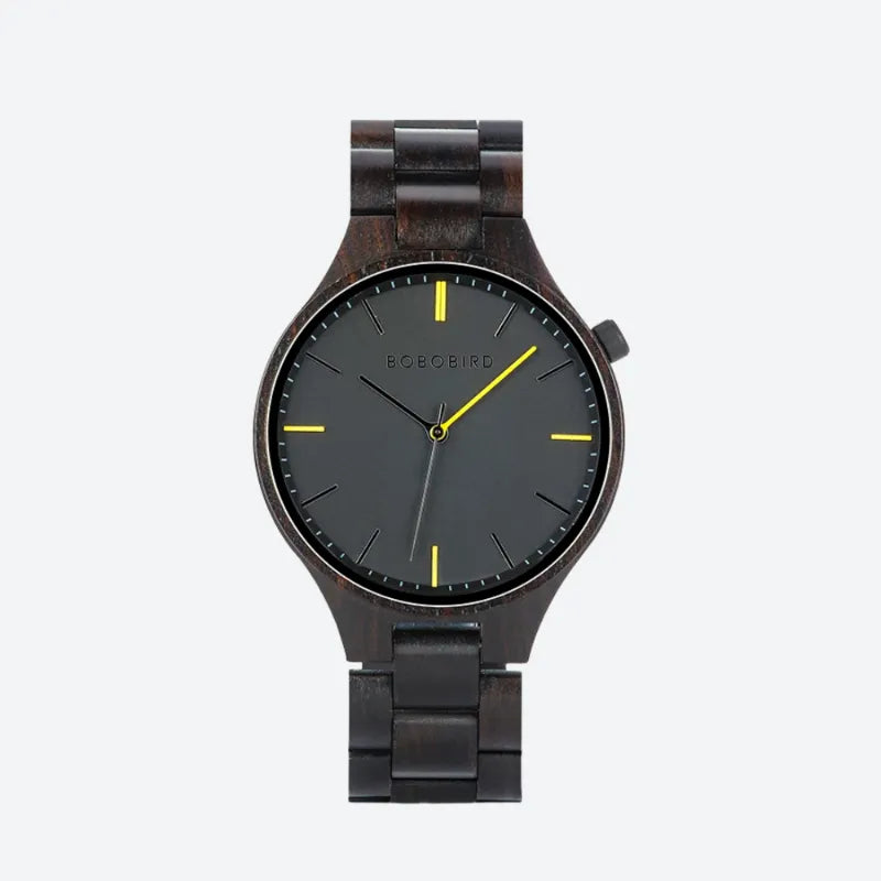 Montre en Bois Homme Quartz Design Épuré Léger