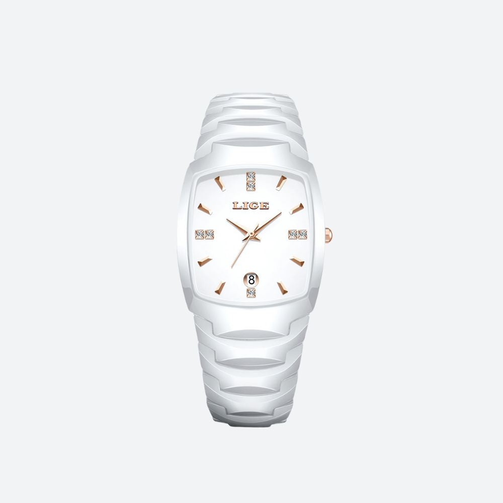 Montre Femme Blanche Élégante Acier Inoxydable Quartz