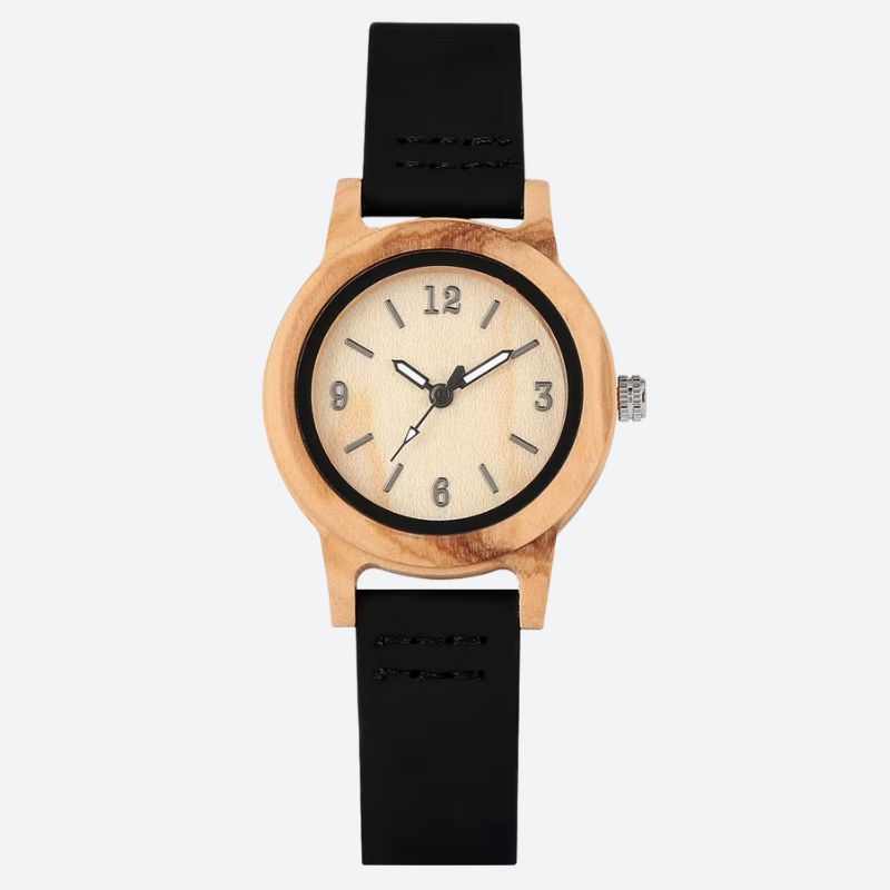 Montre femme bois Minimaliste Cuir