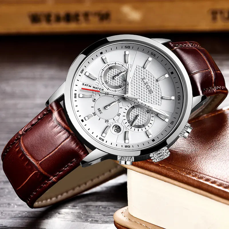 Montre homme cuir chronographe étanche - style militaire