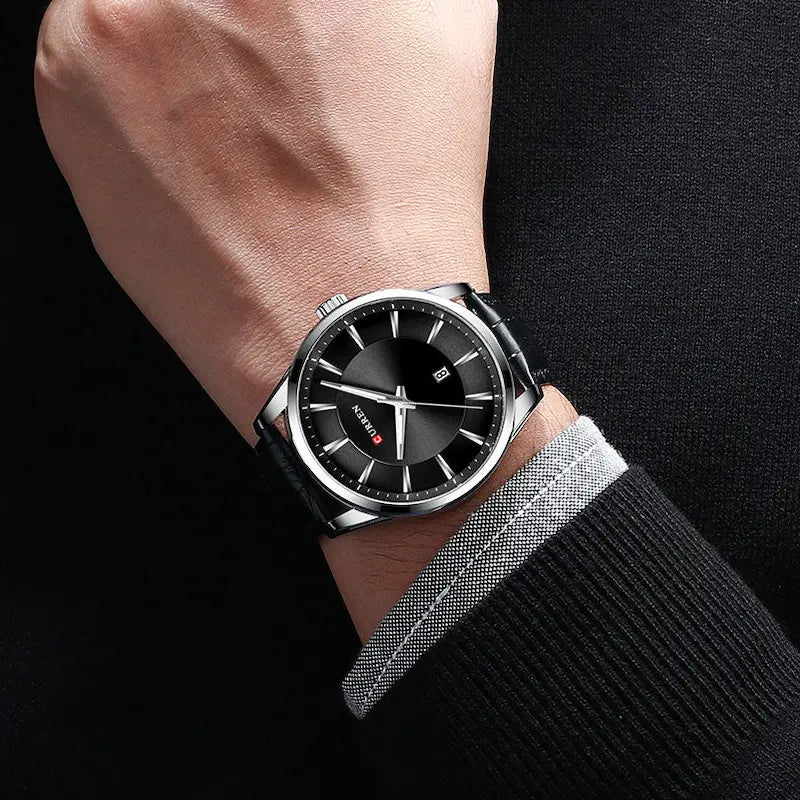Montre Homme Cuir Quartz Élégante