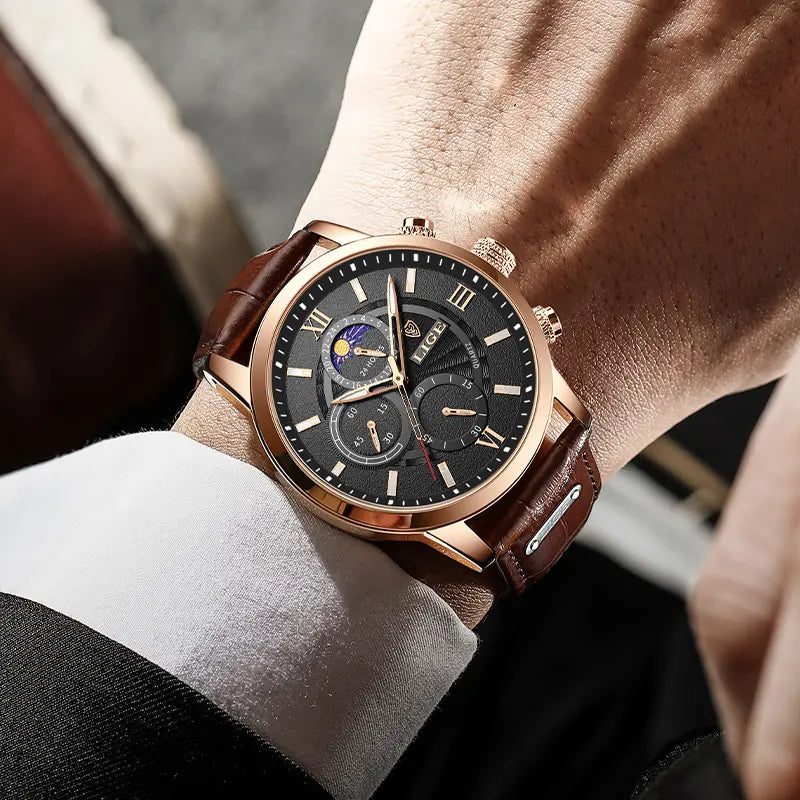 Montre homme cuir quartz étanche