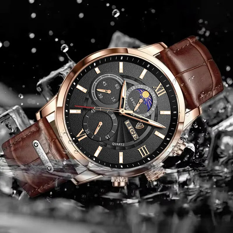 Montre homme cuir quartz étanche