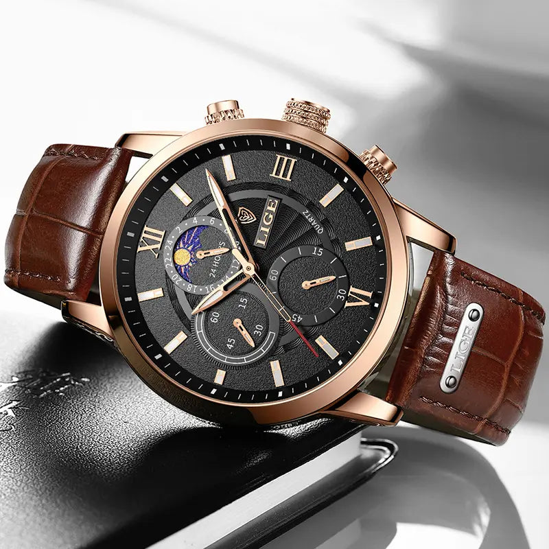 Montre homme cuir quartz étanche