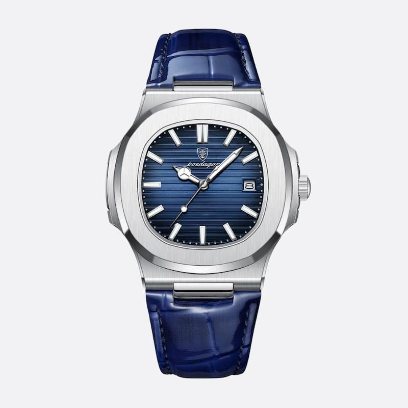 Montre Luxe Homme Design Carré Bracelet Cuir
