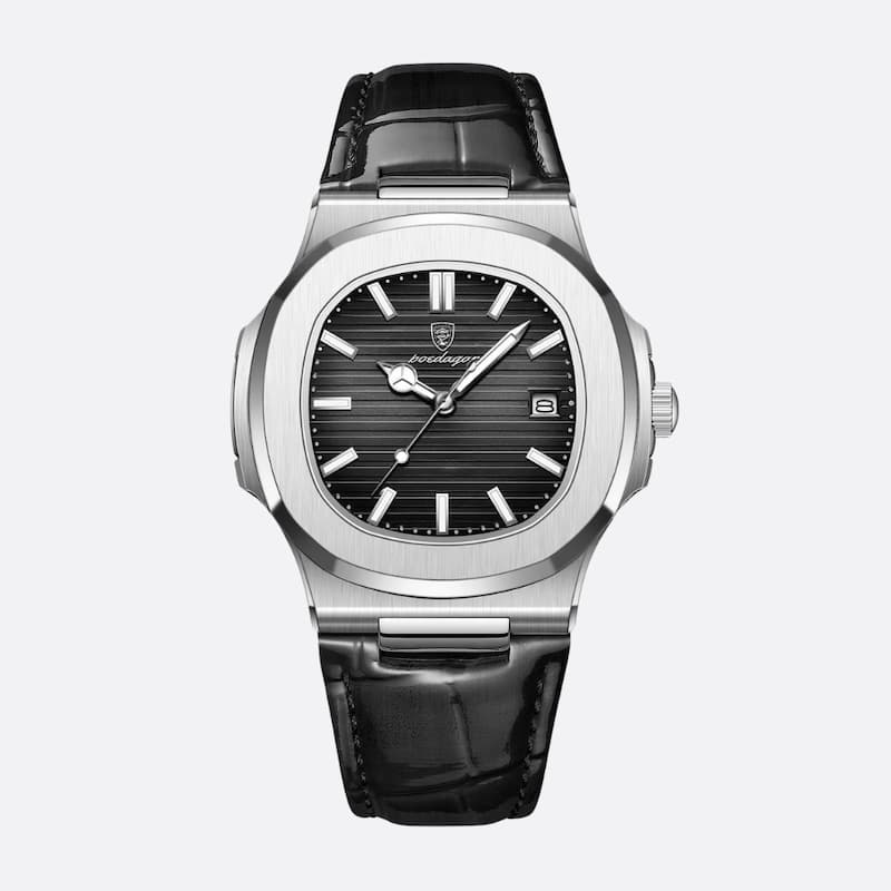Montre Luxe Homme Design Carré Bracelet Cuir