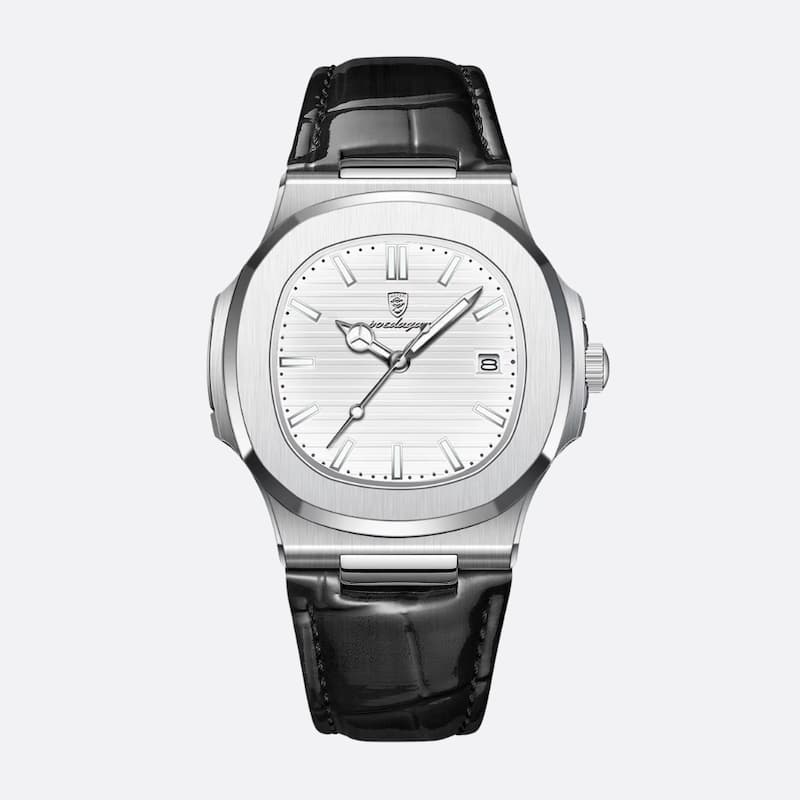 Montre Luxe Homme Design Carré Bracelet Cuir