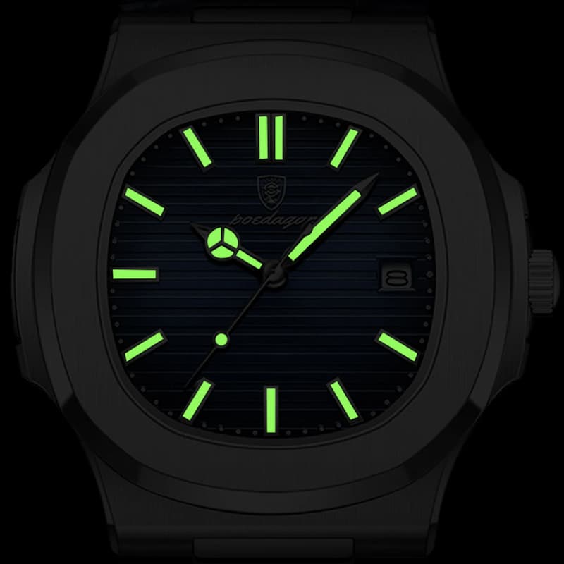 Montre Luxe Homme Design Carré Bracelet Cuir
