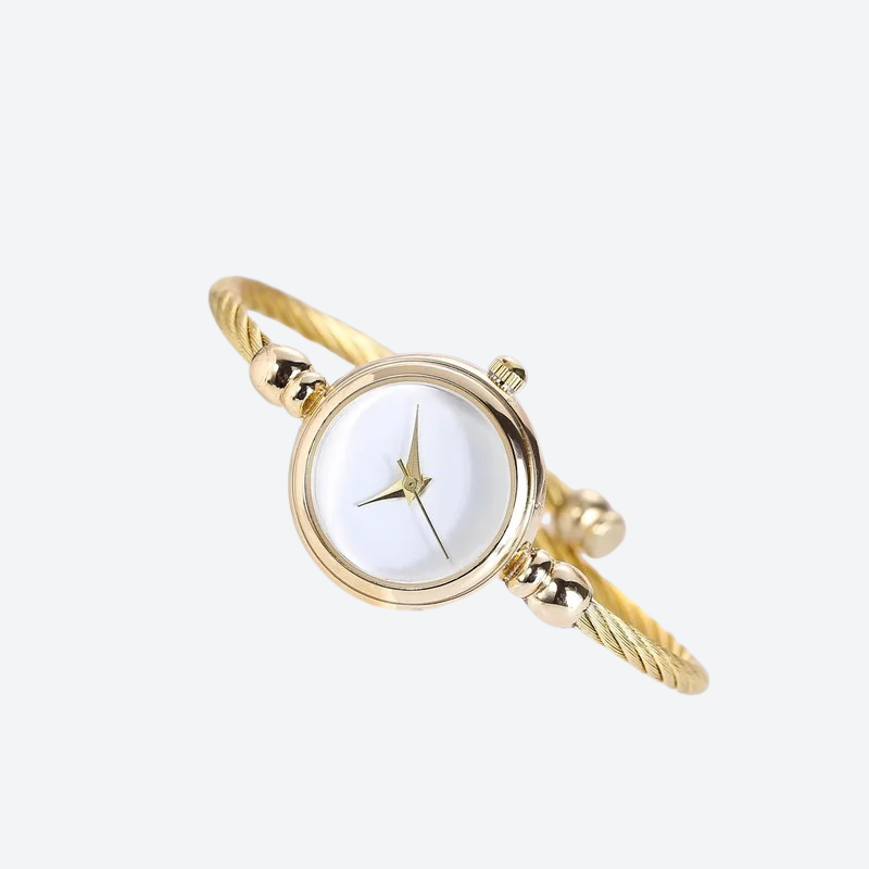Montre Luxe Quartz Femme Bracelet Jonc Torsadé Style Bijou