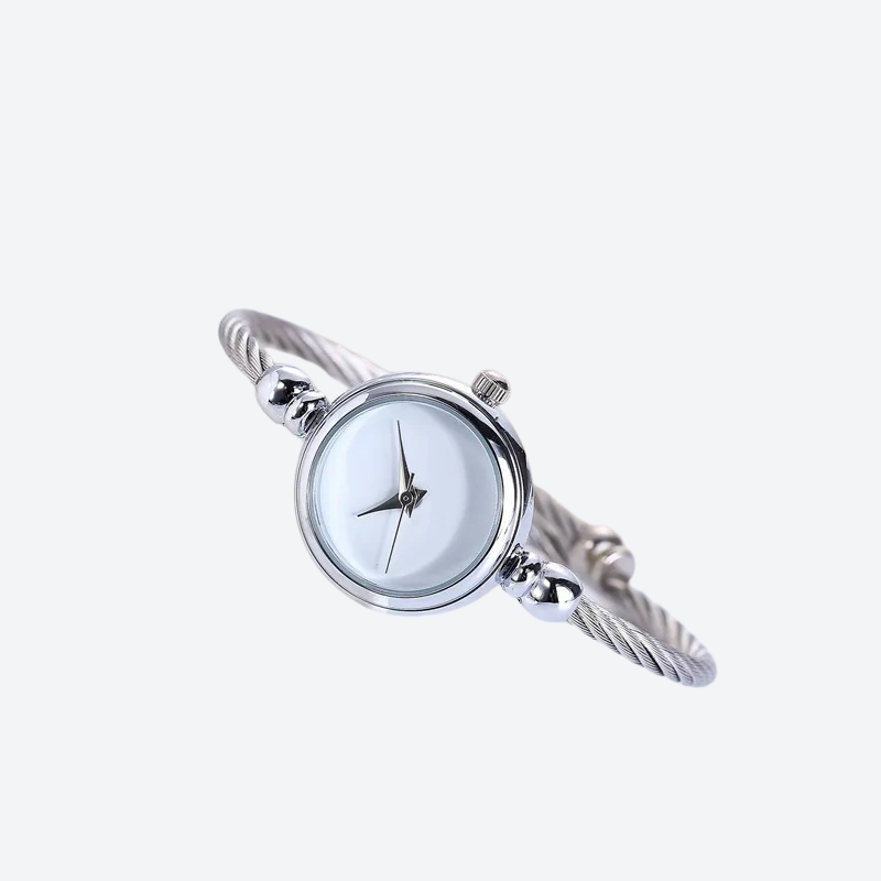 Montre Luxe Quartz Femme Bracelet Jonc Torsadé Style Bijou