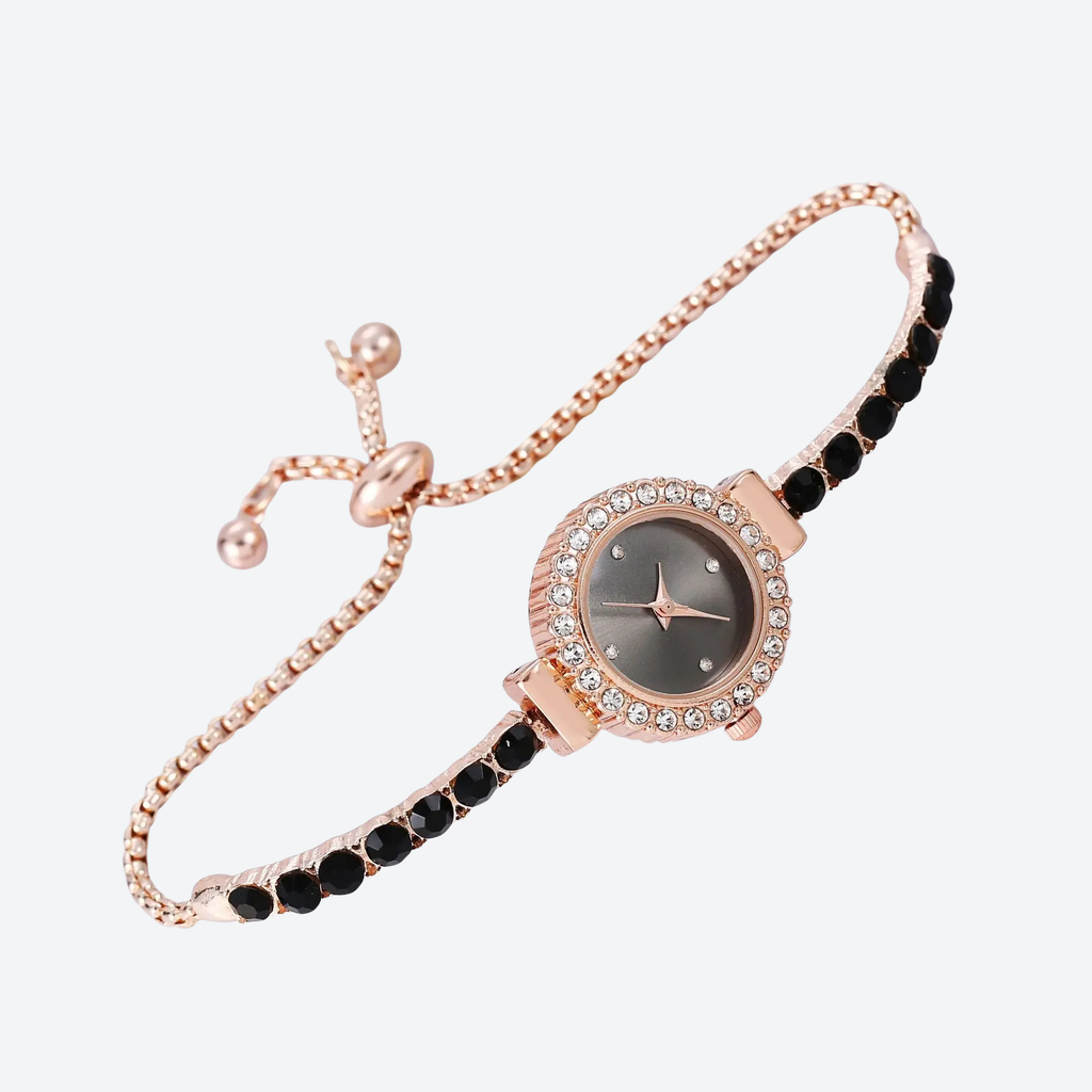 Montre Luxe Quartz Femme Bracelet Pierres Style Précieux