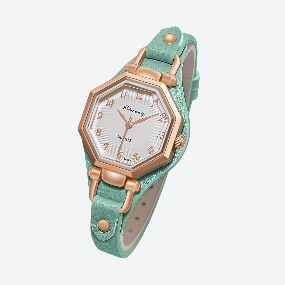 Montre Luxe Quartz Femme Cuir Octogone Style Élégant