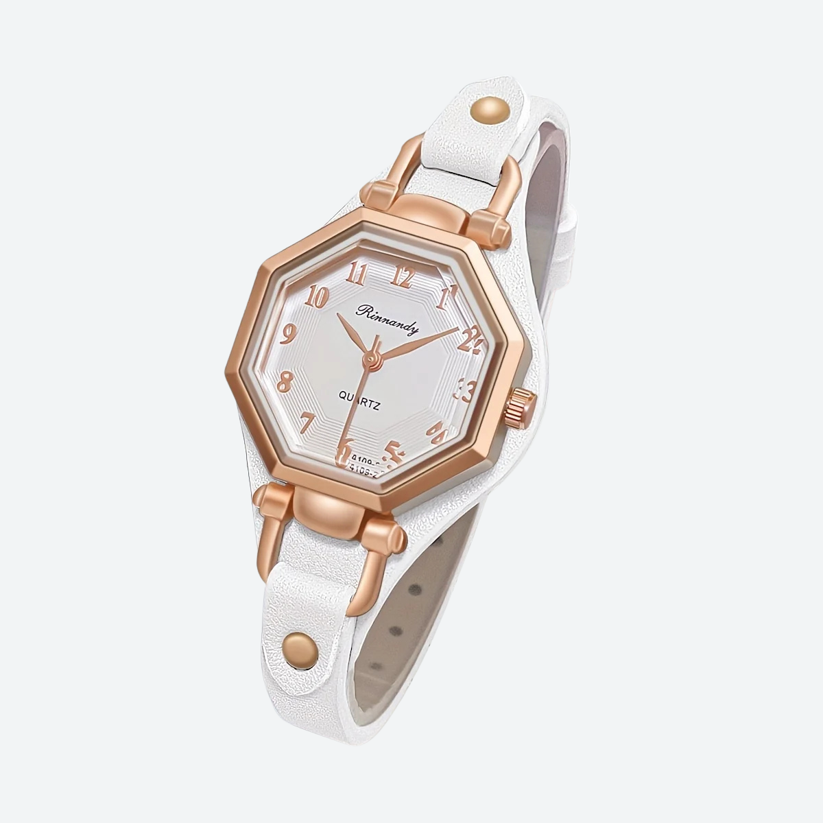 Montre Luxe Quartz Femme Cuir Octogone Style Élégant