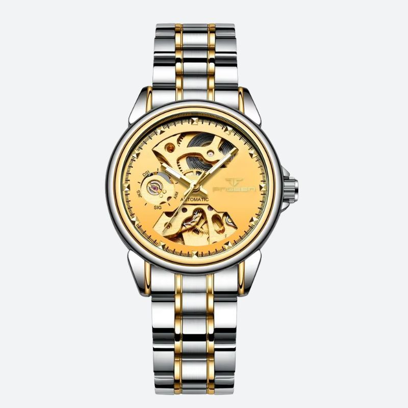 Montre mécanique femme Squelette Bicolore