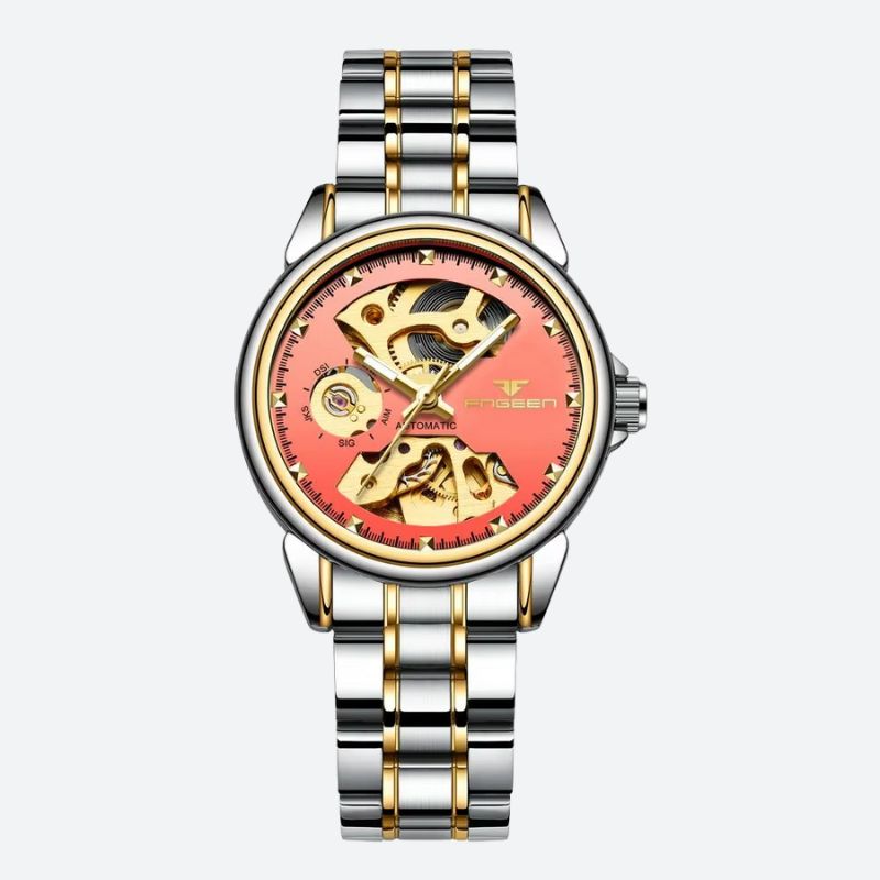 Montre mécanique femme Squelette Bicolore