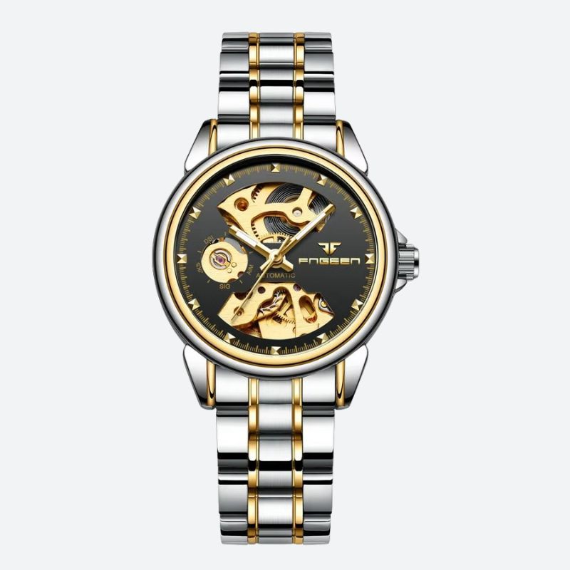 Montre mécanique femme Squelette Bicolore