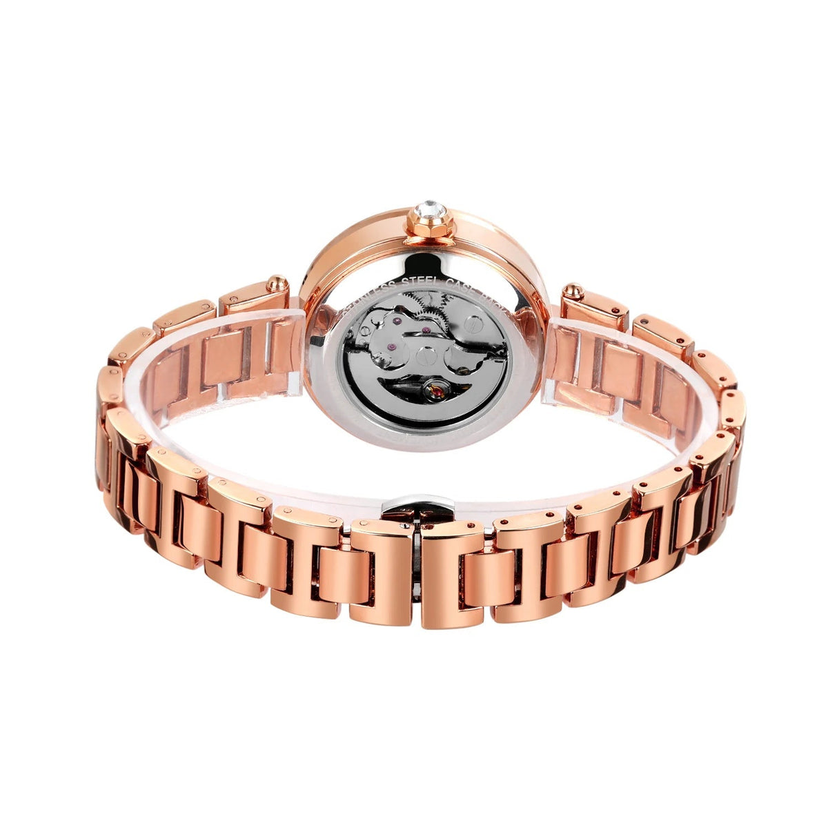 Montre Mécanique Femme Squelette Cristal Éclat Doré