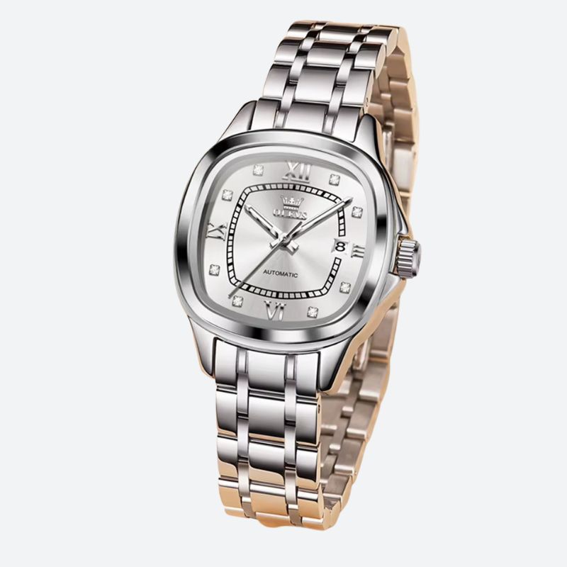 Montre mécanique femme Tonneau Bicolore