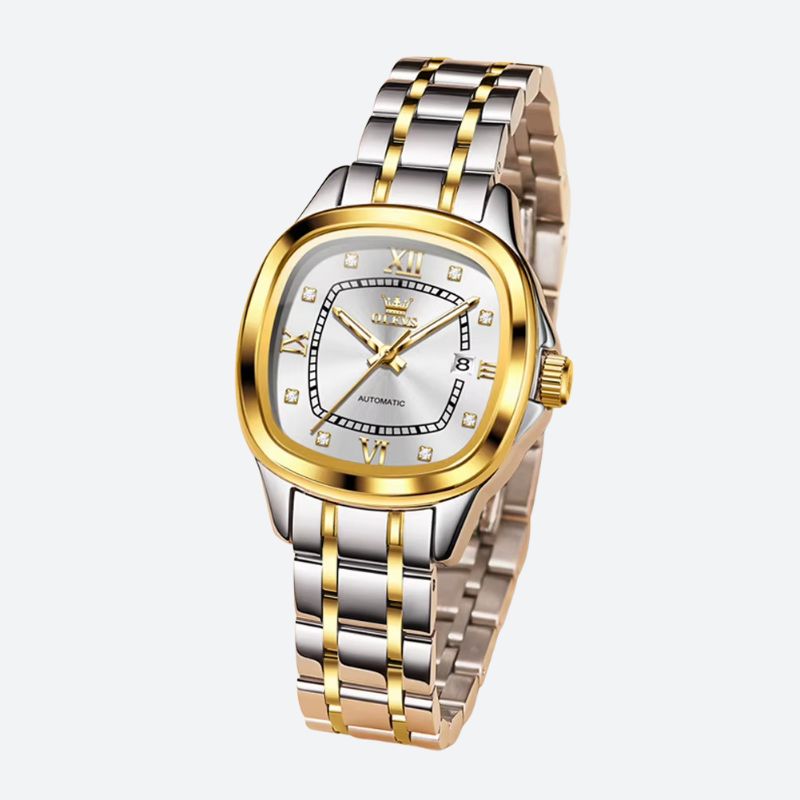 Montre mécanique femme Tonneau Bicolore