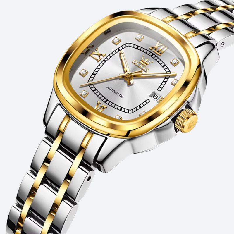 Montre mécanique femme Tonneau Bicolore
