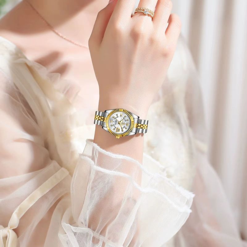 Montre quartz femme Métal Bicolore Étanche