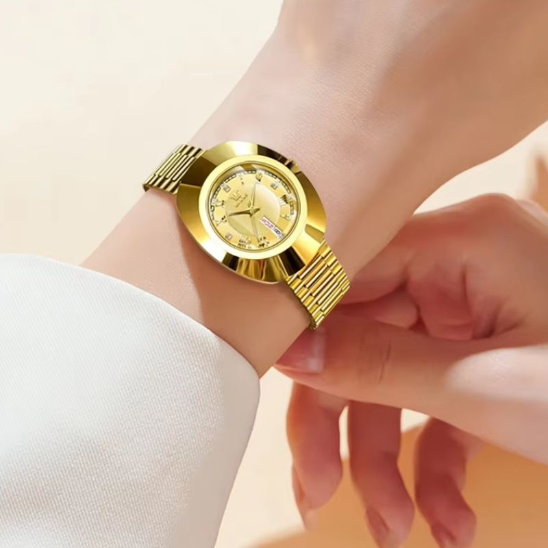 Montre quartz femme Ovale Dorée